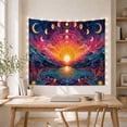 thumbnail image 5 of Symmetrical Celestial Landscape with Radiant Sun on Horizon, Mystical Celestial for Space Lovers, Cosmic Wall Art Decor, Birthday Gift, Tapestry Wall Hanging for Bedroom and Living Room, 5 of 7
