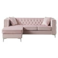 thumbnail image 2 of Paige 87 in. Pink Velvet L-Shape 3-Seater Sofa with 2-Throw Pillow, 2 of 5