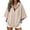 Khaki-38, variant on Perfectbot Women's Elbow-Length Sleeve Zip Up Hoodie Oversized Baggy Hooded Sweatshirt with Pockets