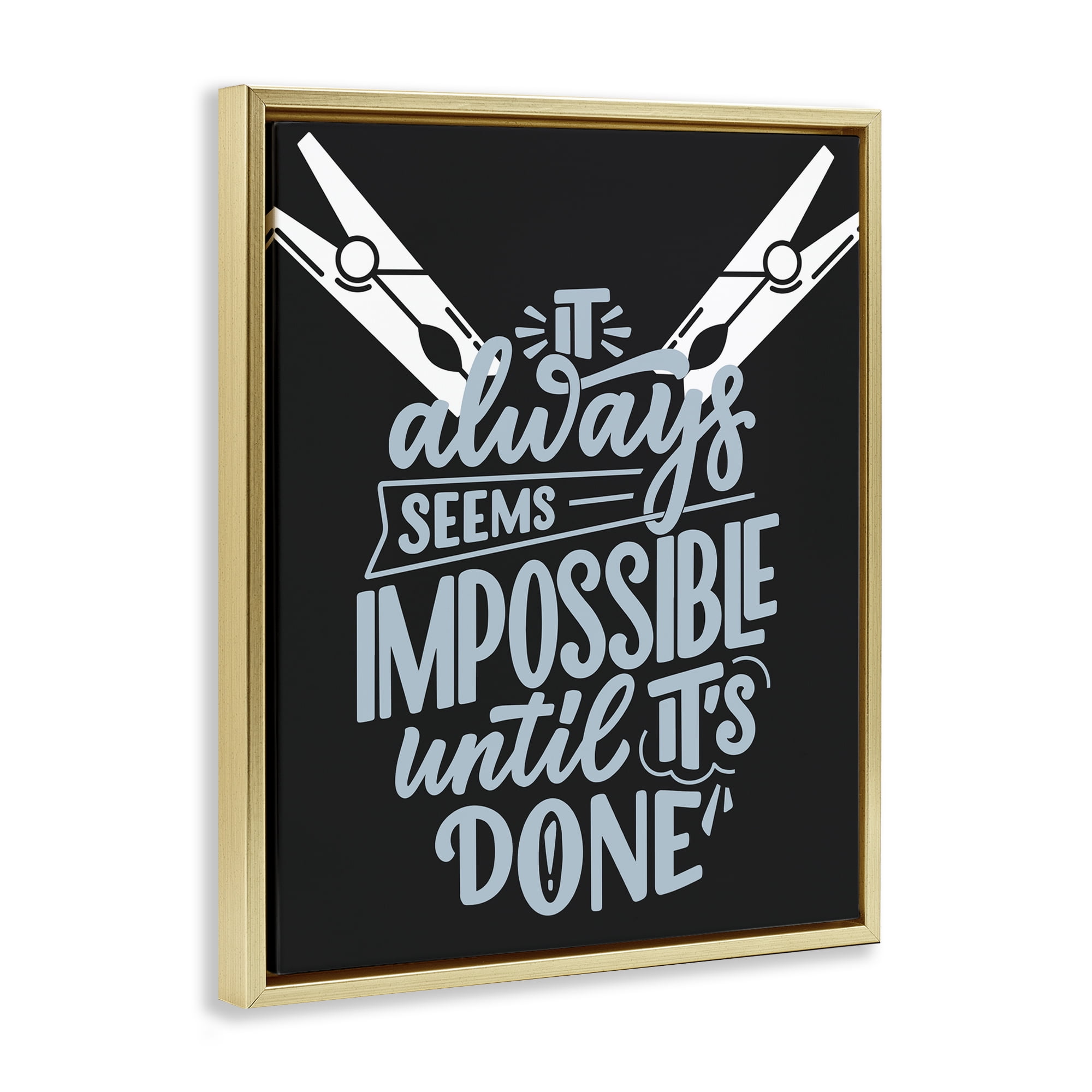 Impossible Until It's Done Gold Framed Floater Canvas Wall Art, design by Jesse Keith