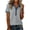 Gray, variant on Women's Waffle Knit V Neck Button Placket Shirt Casual Colorblock Short Sleeve Top