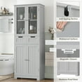 thumbnail image 4 of Homfa 4 Doors Bathroom Cabinet, 3-Tier Wood Tall Linen Storage Cabinet with 2 Drawers for Living Room, Gray, 4 of 9
