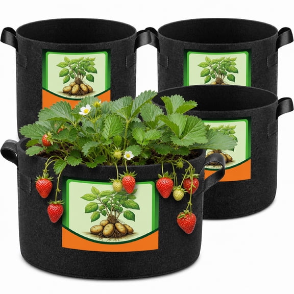 5 Gallon Grow Bags 5 Pack, 300G Thickened Nonwoven Fabric Plant Pots, for Vegetables & Fruits