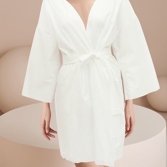 LOLIPPYY 3Pcs White Disposable Bathrobe Spa Client Gown Soft Fabric Suitable for Sensitive Skin