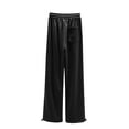 thumbnail image 4 of VERUGU Wide Leg Pants Women Casual Loose Elastic High Waist Palazzo Trousers with Pockets Solid Lounge Drawstring Straight Thin Full-Length Pants Outdoor Workout Running Sweatpantss Black M, 4 of 4
