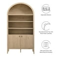 thumbnail image 3 of Storage Display Cabinet Bookshelf Bookcase, Oak Brown, Wood, Living Dining Room Kitchen Cafe Bistro Hospitality Restaurant, Modern Contemporary, HB37750, 3 of 10