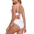 thumbnail image 6 of Ocean Blues Women's V Neck Mesh Splicing&nbsp;Bikini Swimsuit Set for Women Swimwear Two Piece Bathing Suits Size L, 6 of 7