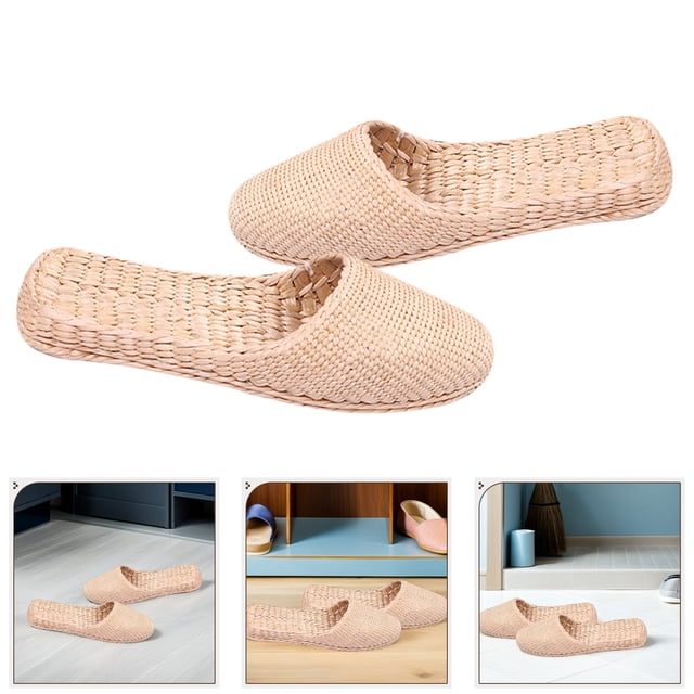 VERDANVERSE 1 Par Sandalias Casual De Paja Para Mujer Tejidas A Mano Y Color Amarillo