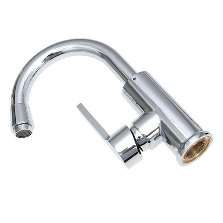 

Copper Rotation Basin Single Hole Faucet Bathroom Cabinet Wash Basin Hot And Cold Mixing Tap (Silver)