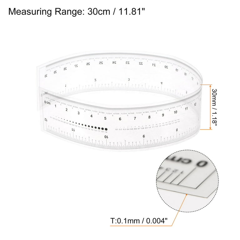 Rok Hardware Measuring Plastic Flexi 12 Easy Read English Metric 305 Mm  Ruler