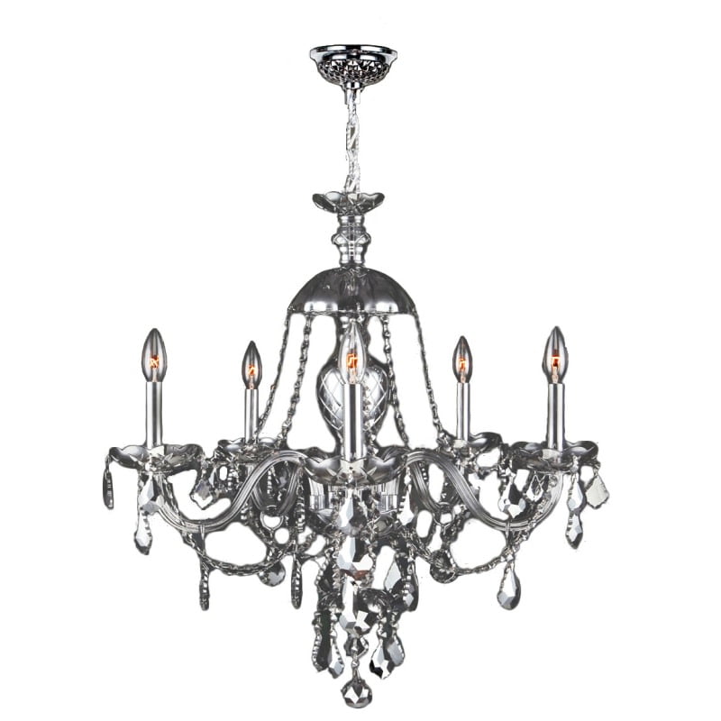 Provence Collection 5 Light Chrome Finish and Chrome Crystal Chandelier 25