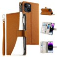 thumbnail image 4 of Funda cartera GANGXUN para iPhone 13 , cuero PU con tarjetero, cremallera, correa de mano, soporte y protección 794°, 4 of 6