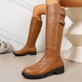 thumbnail image 4 of hopeusnice Side Zipper Low Heel Knee High Boot Round Toe Sole Riding Style Winter Boot Brown 40, 4 of 9
