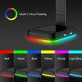 thumbnail image 5 of ICQOVD RGB Gaming Headphones Stand Headset Stand with 2 USB Charging Ports Desk Gaming Headset with Rubber Base, 5 of 8