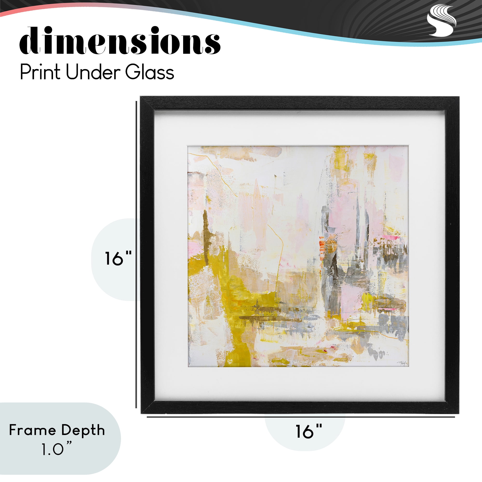 Stupell Industries New Age Yellow Abstract Black Framed Print Under Glass, design by Design Fabrikken