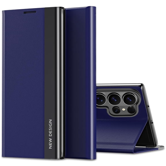 Dteck Magnetic Case for Samsung Galaxy S25 Ultra,Shockproof PC Case Luxury Electroplating Strips Kickstand Full Body Protection Cover ,Darkblue