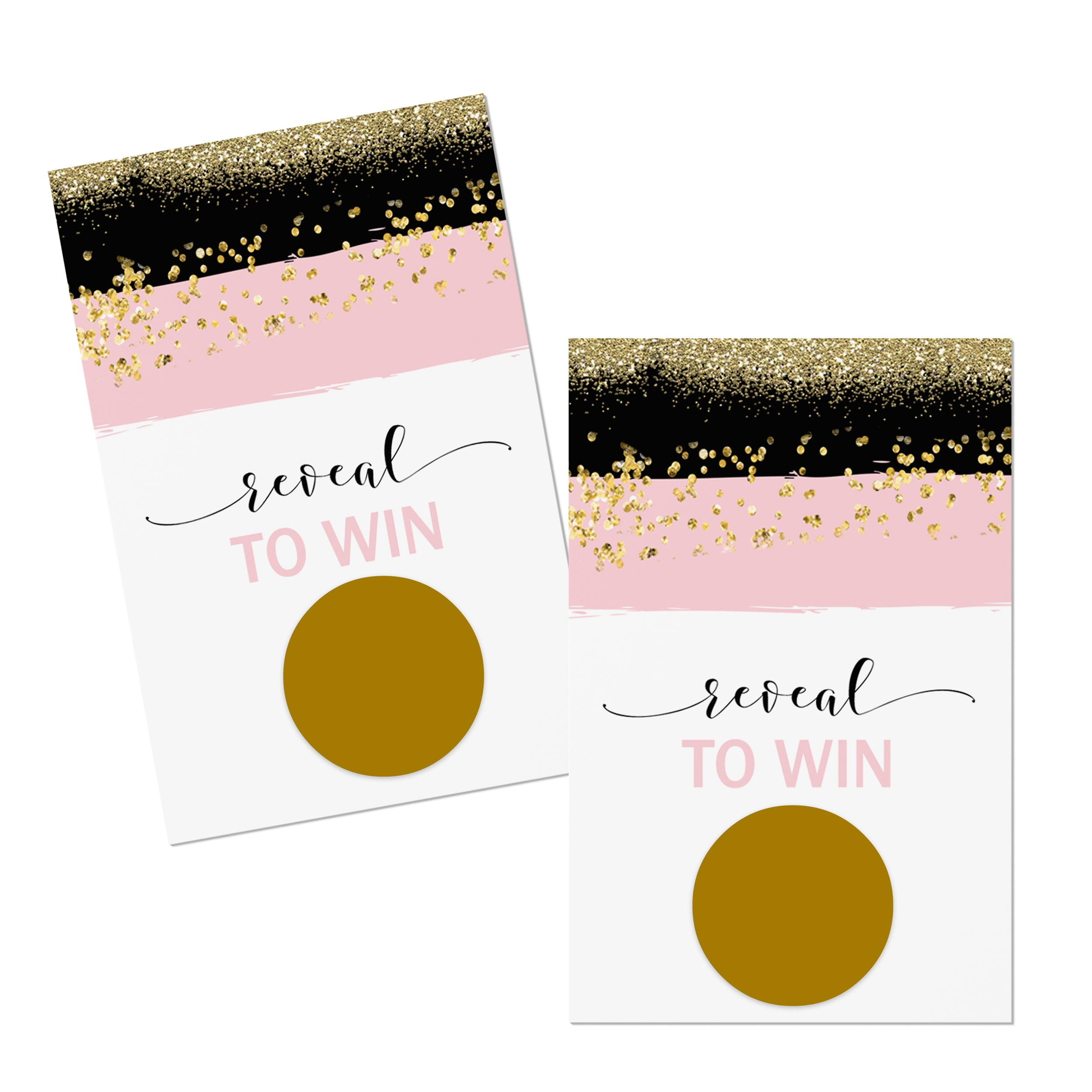 Pink and Gold Scratch Off Cards 28 Pack Bridal Shower Games Wedding Reception Baby Shower Graduation Special Event Raffle Tickets Drawing Prizes - Paper Clever Party