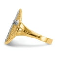 thumbnail image 4 of 14K Two-Tone Gold Ring Band Themed Diamond Yellow & White Filigree Cross, Size 7, 4 of 5