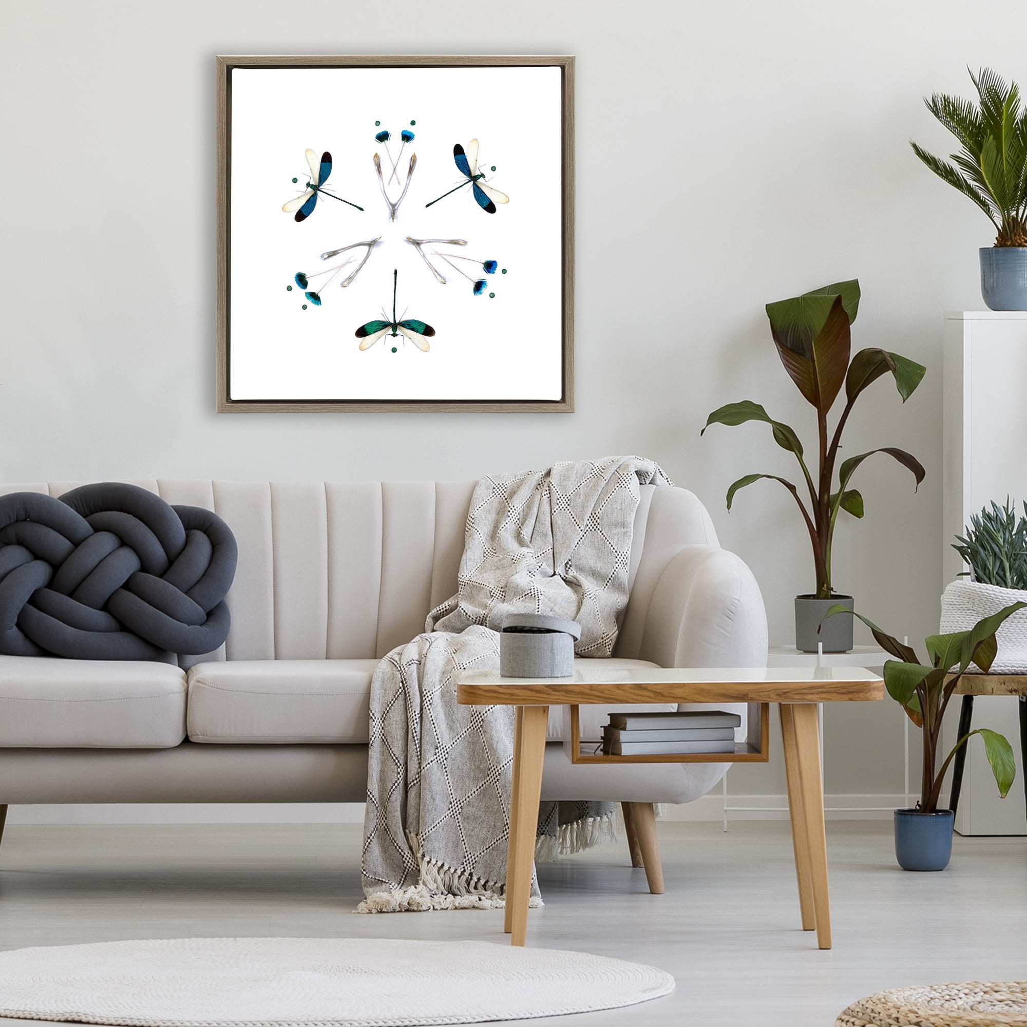 Stupell Industries Simple Dragonfly Symmetry Brown Framed Floater Canvas Wall Art, design by Beth Adoette