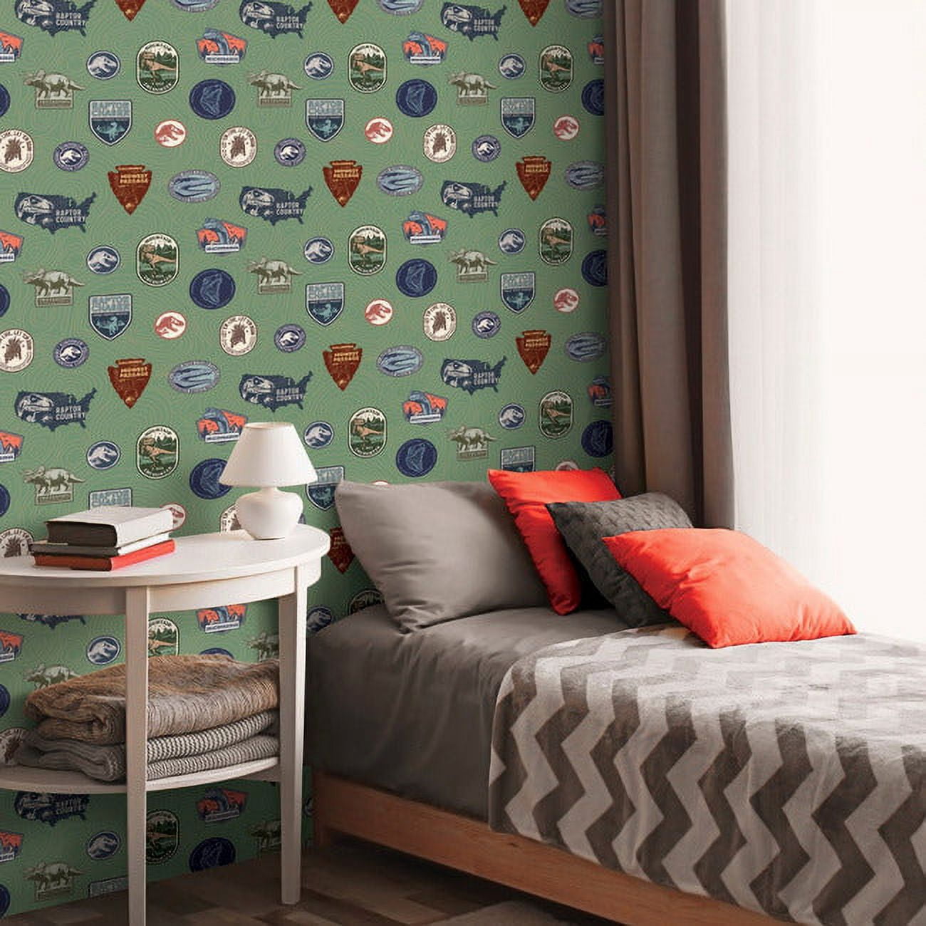 RoomMates Jurassic World Badges Vinyl Roll Wallpaper, 1 Roll