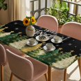 thumbnail image 3 of Black Christmas Table Cloths for 6 Foot Rectangle Tables, Xmas Tree Snowflake Farmhouse Patio Waterproof Elastic Fitted Tablecloths, Washable Rectangular Table Cover for Camping, 3 of 8