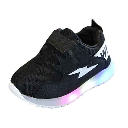 Futezty Baby Girl Shoes Sneakers Color Gradient Led Light Shoes Dad Shoes Lace Up Soft Soles Boys Sneakers(White 9 Toddler)