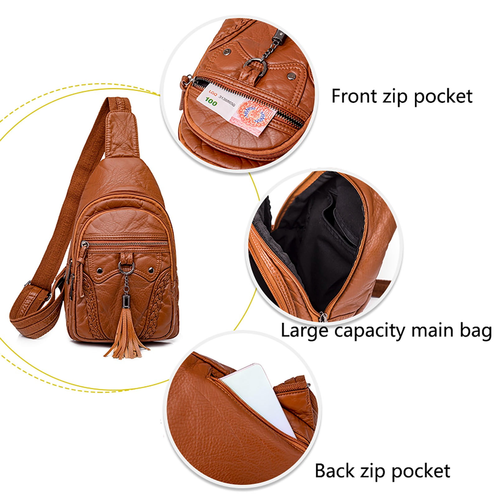 YUHAOTIN Fanny Pack Crossbody Bag Chest Bag Sling Bag Small Crossbody Pu Leather Satchel Daypack Fashion Shoulder Strap Small Nylon Crossbody Bags for Women Purses for Women Crossbody Bag Medium Size