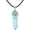 Aqua Glass, variant on Natural Dark Amethyst Gemstone Hexagonal Pointed Reiki Chakra Pendant Genuine Leather Necklace 18 Inch
