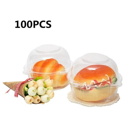 Single Cupcake Carrier VGEBY Stackable Cupcake Boxes - Clear Plastic Dome Carrier - Standard size Individual Cupcake Holder - Single Compartment Containers BPA Free Pack of 100 ()