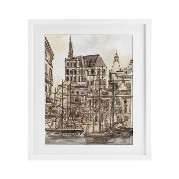 Stupell Industries Coastal Harbor of Salted Remnants White Framed Print Under Glass, 13 x 16, by Melissa Wang