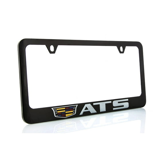 Cadillac ATS Zinc License Plate Frame with Glossy Black Finish (2 hole)