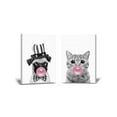 thumbnail image 1 of Awkward Styles Cute Pug with Pink Bubble Gum Fine Art Cat Blowing Bubble Gum Canvas Lovely Pug Design Dogs Blowing Bubble Gum Art Cat Artwork Animal Print Canvas Wall Art Gift Painting Art Set of 2, 1 of 4