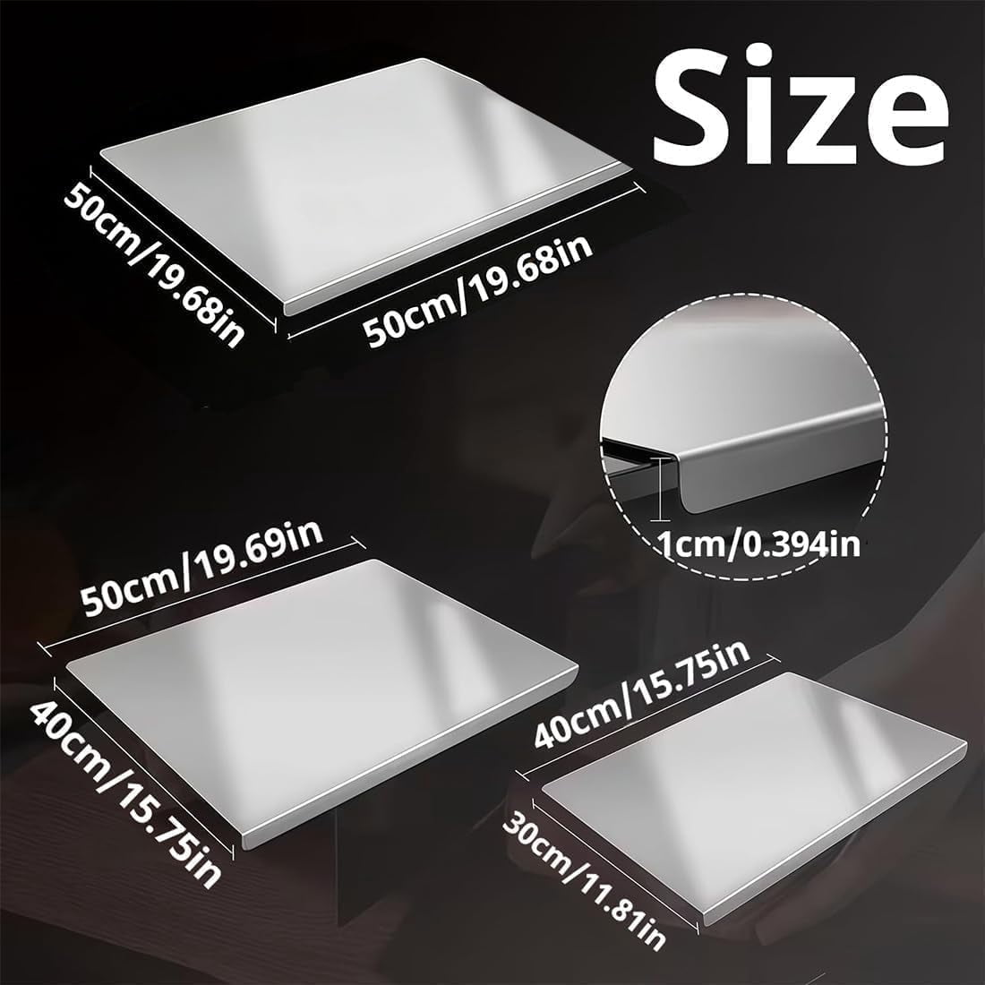2026 New Stainless Steel Cutting Board with Lip, Non-Slip Single Stainless Steel Cutting Board Food Prep, Large Durable Stainless Steel Countertop Cutting Board for Meat & Baking (11.81 * 11.81in)