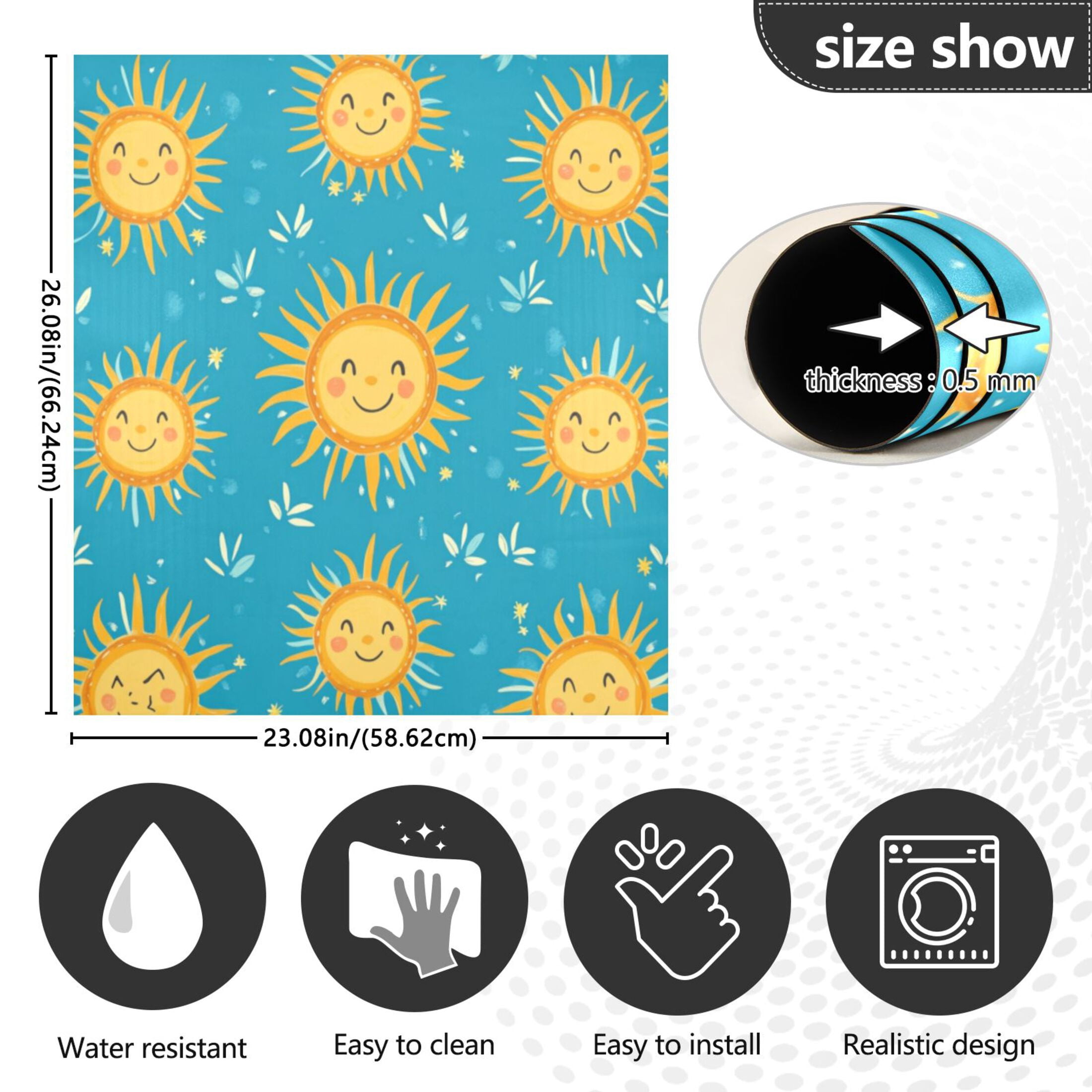 Dishwasher Magnetic Sticker 23x26 Inch Refrigerator Magnetic Sticker Washing Machine Magnetic Sticker Kitchen Panel Magnetic Sticker Home Decor Lovely Smile Sun Seamless