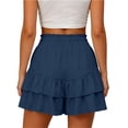 thumbnail image 5 of CAIVO Women Casual Summer Shorts With Ruffle Layered Pockets Loose Fit Elastic Waist Beach Shorts For Travel Daily Wear Vacation Outdoor Work Solid Color Bottoms, 5 of 8