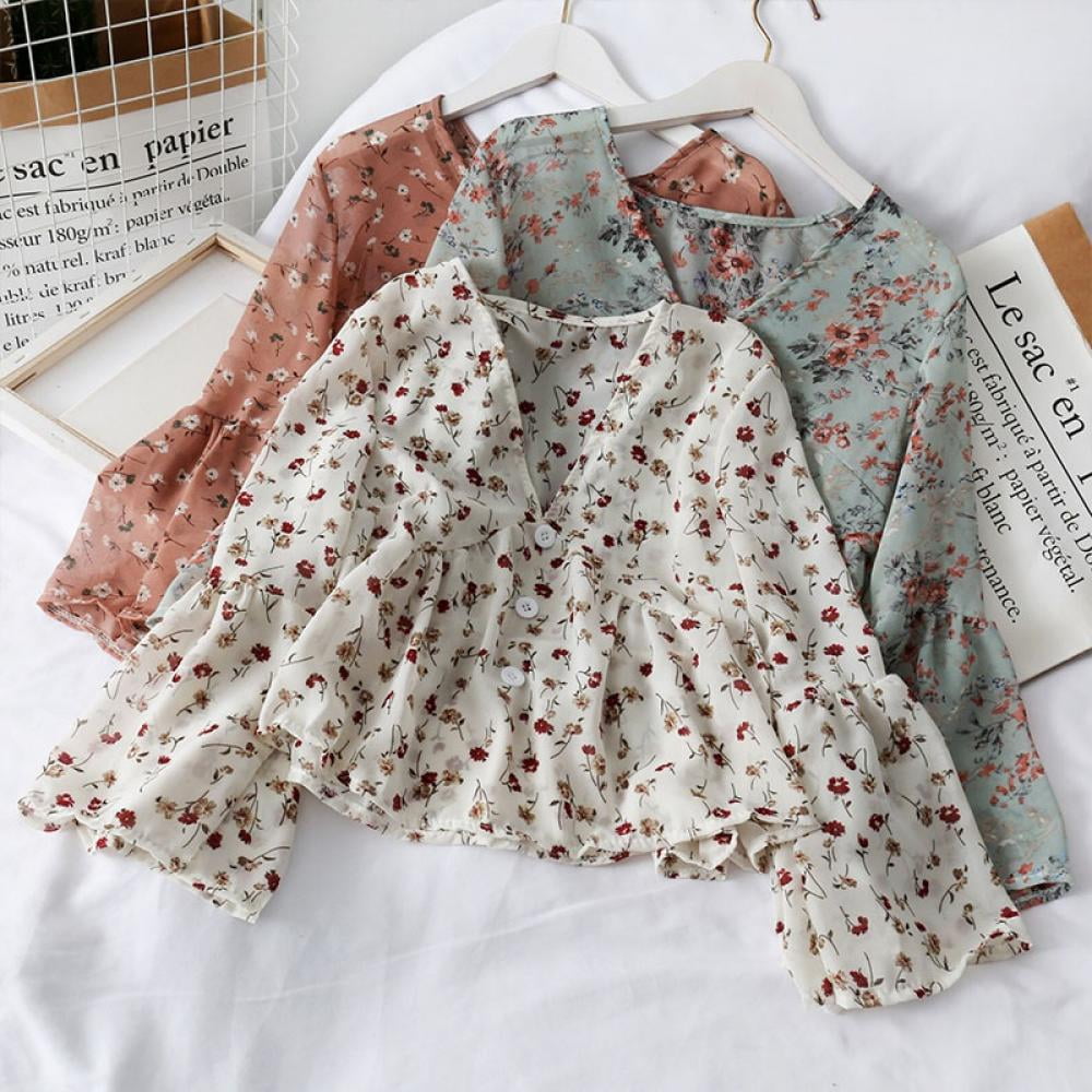 korean floral blouse