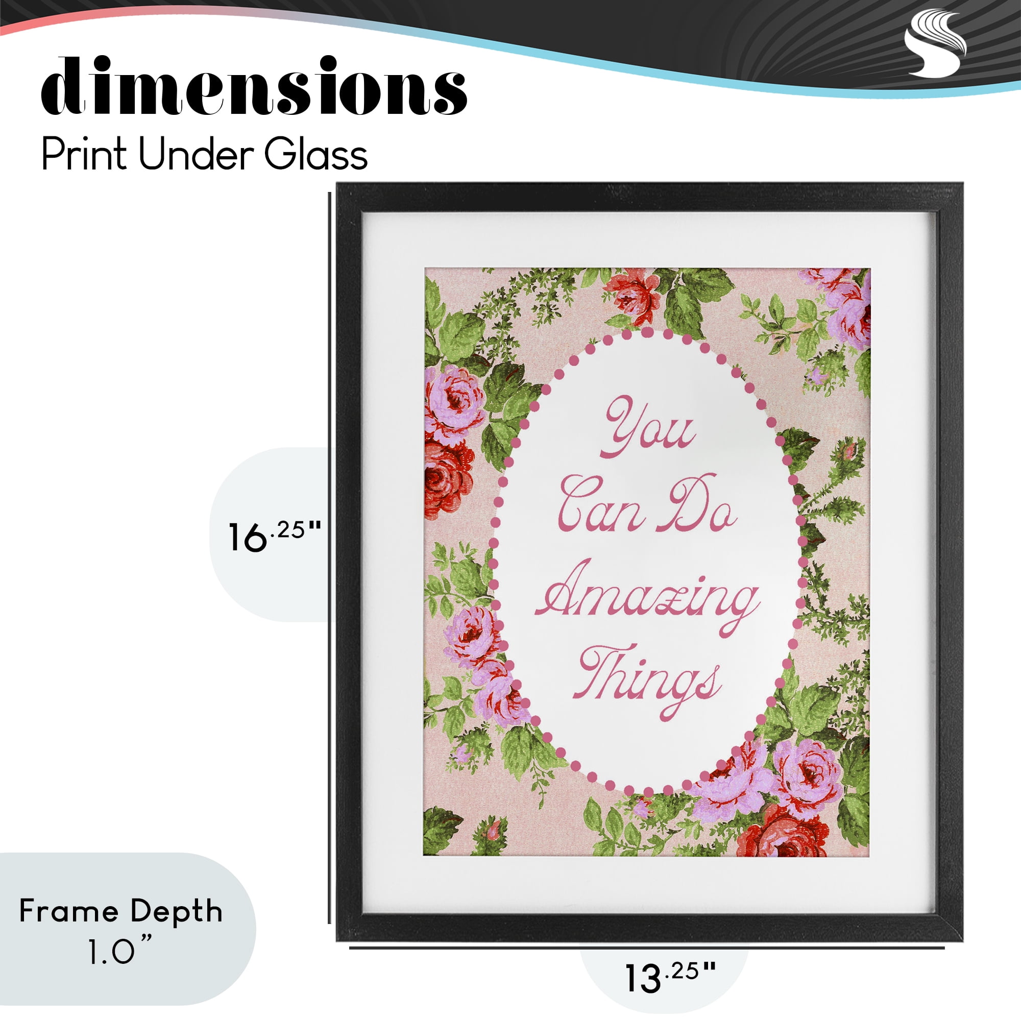 Stupell Industries You Can Do Amazing Things with Vintage Florals Black Framed Print Under Glass, design by Lil' Rue