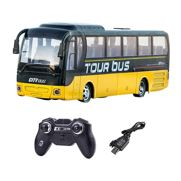 Autobús escolar de juguete de alta simulación, autobús urbano RC, recargable, resistente, juguetes educativos. Amarillo