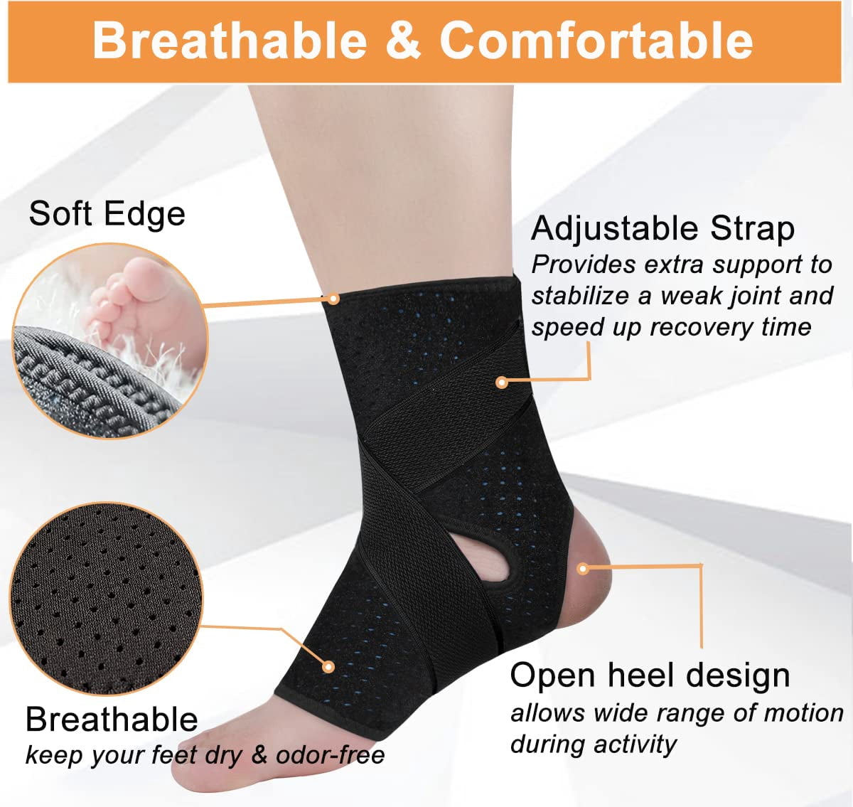 Sinvic Ankle Brace for Men Women, Adjustable Breathable Stabilizer for Sprain Injury And Athletic Sports