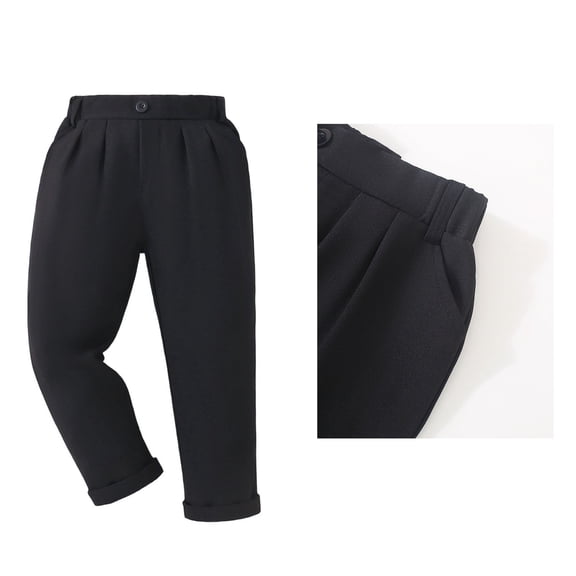 Kids Uniforms for Girls Dress Pants Elastic Waist Straight Pants with Pockets Black Pants for Girls Back To School Straight Fit Clothes 5-6 Years