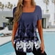 thumbnail image 1 of ICHUANYI Clearance Fashion Womens Casual Printed Square Neck Short Sleeve Buttons Tops Loose Blouses(Navy, M) ICHUANYI WER2023080703740, 1 of 5