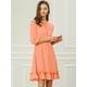 thumbnail image 4 of Vestido Corto de Gasa con Volantes y Manga 3/4 para Mujer Salmón L Allegra K, 4 of 6