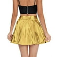 thumbnail image 5 of XVJRHAK Summer Skirt Women's Solid Shiny Flared Pleated Mini Skirt Costume Party Skirt (Gold,L), 5 of 8