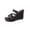 Black, variant on Formal Bridal Wedge Slides Women, Chunky High Platform Heels with Buckle Ankle Strap, Shock Cushion Comfort Sandals Black 6.5