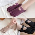 thumbnail image 3 of Women Non-Slip Yoga Socks with Silicone Grips Criss-Cross Straps Solid Color 5 Toes Low Cut No Show Boat Hosiery for Pilates Ballet Hospital Dance Fitness, 3 of 17
