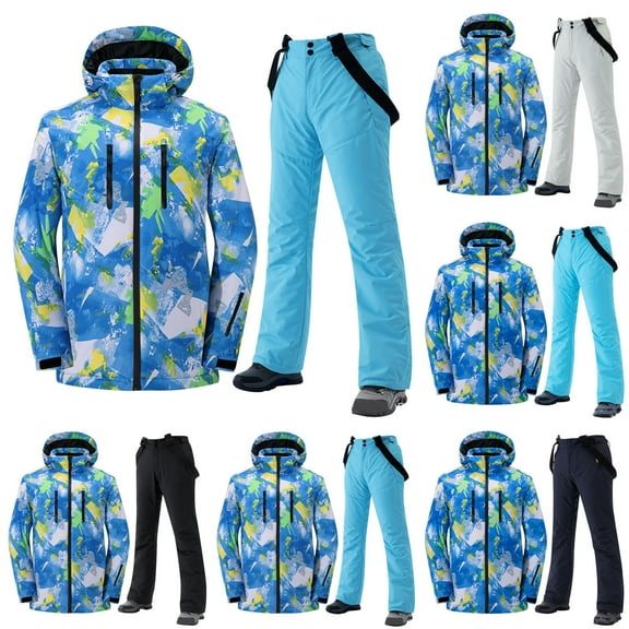 Unisex Ski Suit Sets Women Men Winter Windproof Waterproof Thickened Velvet Warm Outdoor Sport Skiing Thermal Snowboard Skiwear Jumpsuit