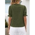 thumbnail image 5 of PRETTYGARDEN Womens Puff Short Sleeve Tops Summer Spring Button Down Boho Embroidered Cute Blouse Dressy Casual Shirts, 5 of 10