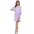 thumbnail image 3 of EA'S SECRET Women's Lightweight 100% Cotton Mid-Length Robe Zip Front Bathrobe 3/4 Sleeve Spa Kimono Robe Bridesmaid Bride Party Robes Sleepwear Bath Robes with Pockets(Purple,L), 3 of 8