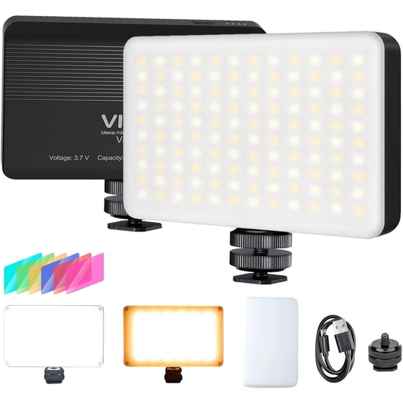 VL120 LED on Camera Video Light,Mini Bi-Color Portable Photography Lighting w 6 Color Filters, 3100mAh Rechargeable CRI 95  3200K-6500K Dimmable LED Panel Light for DSLR Camera
