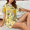 thumbnail image 4 of Wukai Garden Honeybee Gnomes Women's Pajama Set,Short-Sleeve Top and Shorts with Elastic Waistband and Pockets for Loungewear, Yoga, and Casual Wear-Small, 4 of 8
